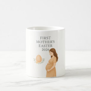 Caneca De Café Primeira Páscoa da Mãe – Ilustração Suave de Gravi