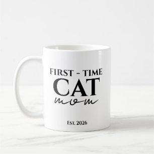 Caneca De Café Primeira Vez Mãe de Gato Ano de Fundação Texto Per