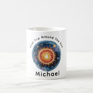 Caneca De Café Primeira Viagem Em Torno Da Festa Do primeiro aniv
