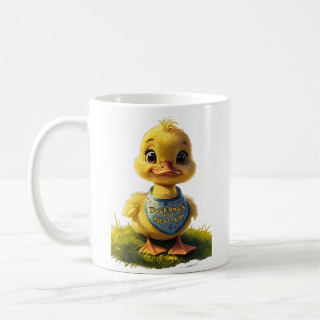 Caneca De Café Primeiro Ano Novo dos Ducklings - Adorável Celebra (Esquerda)