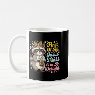 Caneca De Café Primeiro De Jesus Acha Um Guaxinim Divertido Encan
