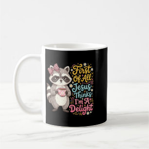 Caneca De Café Primeiro De Jesus Acha Um Guaxinim Divertido Encan