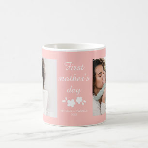 Caneca De Café Primeiro Design Floral do Dia das Mães Mãe e Filho