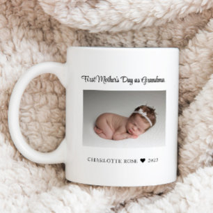 Caneca De Café Primeiro Dia das Mães como Avó Nova Foto de Bebê