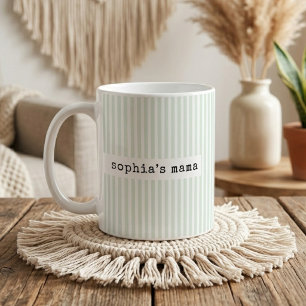 Caneca De Café Primeiro Dia das Mães Listras Verdes de Nova Mam
