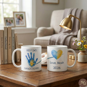Caneca De Café Primeiro Dia dos Pais 2026 Azul Aquarela Impressão