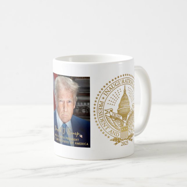 Caneca De Café Primeiro e Segundo Selo Inaugural Donald Trump (Frente Esquerda)