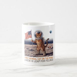 Caneca De Café Primeiro Gato Bengal no Luar - Felino Espacial Ret