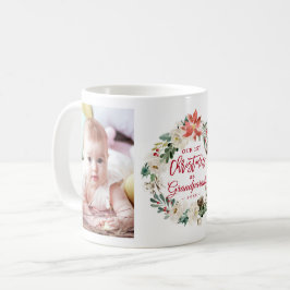 Caneca De Café Primeiro Natal Avós Floral Wreath Foto