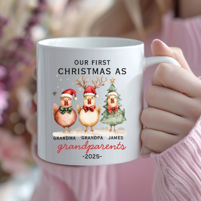 Caneca De Café Primeiro Natal como Avós Personalizaram Mug (Criador carregado)
