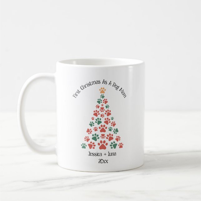 Caneca De Café Primeiro Natal como Cachorro Mãe/Pai Mug - present (Esquerda)