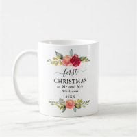 Primeiro Natal como Sr. e Sra. Floral Coffee Mug