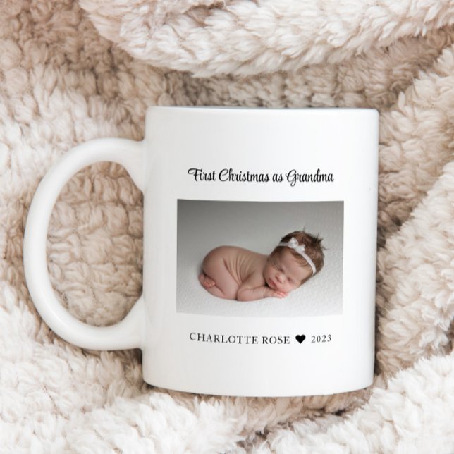 Caneca De Café Primeiro Natal como Vovó Nova Foto do Bebê (Criador carregado)