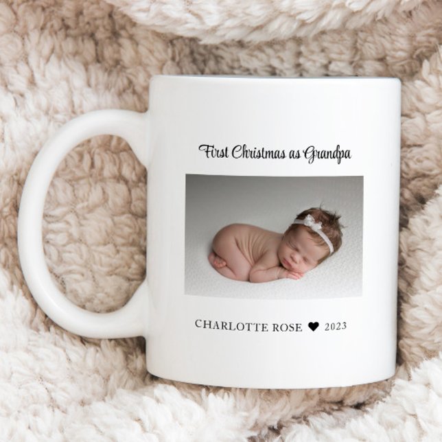 Caneca De Café Primeiro Natal como Vovô Nova Foto para Bebê (Criador carregado)