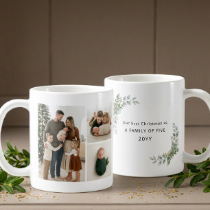 Caneca De Café Primeiro Natal da Família Estética de Cinco Foto