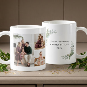 Caneca De Café Primeiro Natal da Família Estética de Quatro Foto
