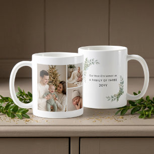 Caneca De Café Primeiro Natal da Família Estética de Três Foto