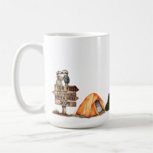 Caneca De Café Primeiro Natal Juntos Casal Recém-casados acampand