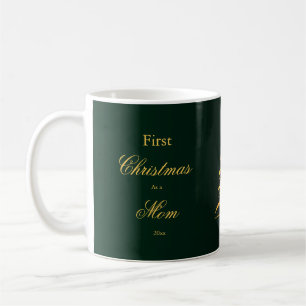 Caneca De Café Primeiro Natal Mãe Pai Árvore de Pinheiro Dourada