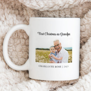 Caneca De Café Primeiro Natal Simples como Foto do Novo Vovô Bebê