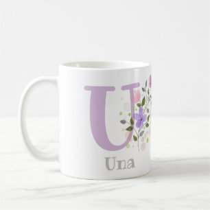 Caneca De Café Primeiro Nome Inicial Plus com Flores