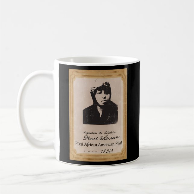 Caneca De Café Primeiro Piloto Afro-Americano Bessie Coleman (Esquerda)