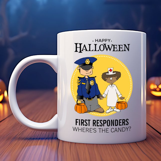 Caneca De Café Primeiro Responsável da Polícia Enfermeira Hallowe (Criador carregado)