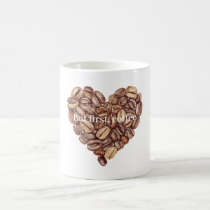 Caneca De Café Primeiros Grãos de Café Coração