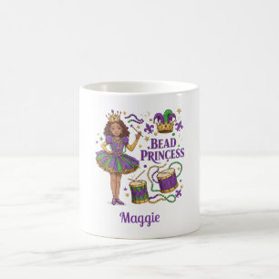 Caneca De Café Princesa de Texto Personalizada - Mardi Gras