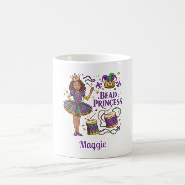 Caneca De Café Princesa de Texto Personalizada - Mardi Gras (Centro)