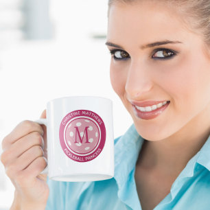 Caneca De Café Princesa do Pickleball Nome da Cota Inicial Rosa