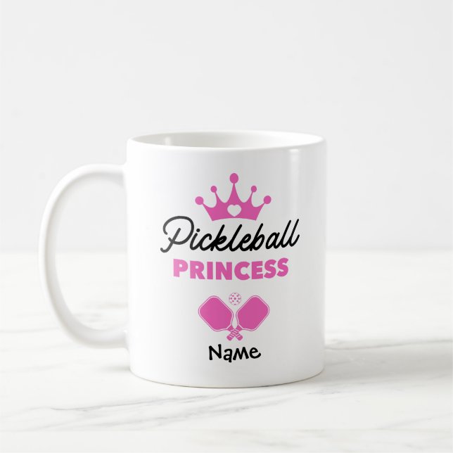 Caneca De Café Princesa do Pickleball Rosa Personalizado (Esquerda)