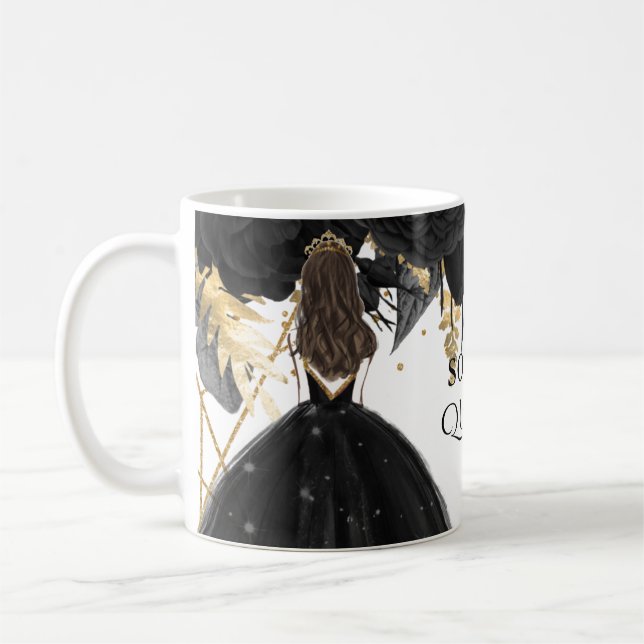 Caneca De Café Princesa Floral Dourada Russa Quinceanera (Esquerda)