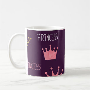 Caneca De Café Princesas coroas: padrão de brilho de aquarela.