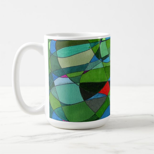 Caneca De Café "Principalmente Verdes" Abstract Design Mug (Esquerda)