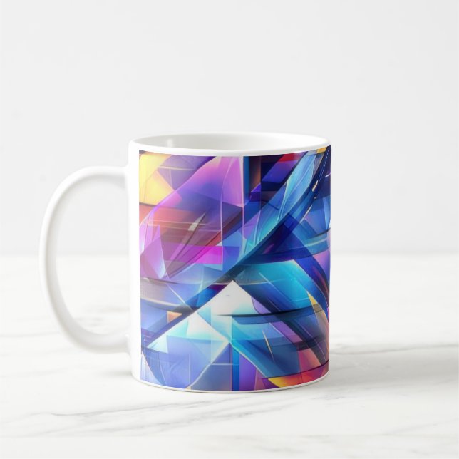 Caneca De Café Prisma de Neon Abstrato (Esquerda)