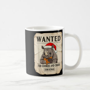 Caneca De Café Procurado Por Cookies E Caos Funny Rhino Natal