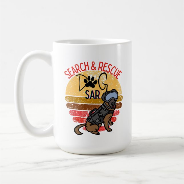 Caneca De Café Procurar e Recuperar Cães Profissionais SAR K-9 (Esquerda)
