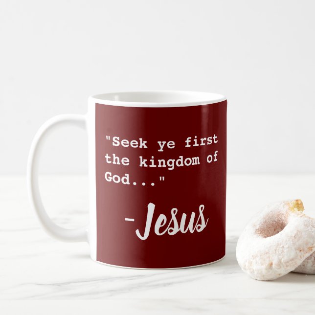 Caneca De Café "Procure primeiro o reino de Deus" - Jesus (Com Donut)