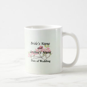Caneca De Café Produtos de casamento de dogwood rosa