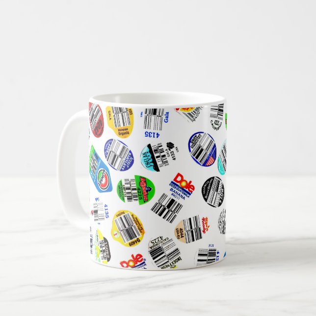 Caneca De Café Produzir adesivos com código de barras (Frente Esquerda)