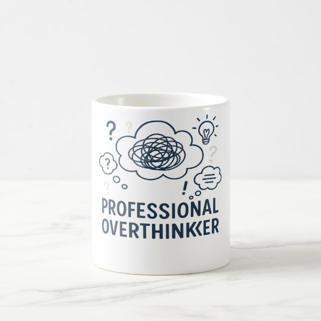 Caneca De Café Professional overthinker- Funny Mind Doodle design (Centro)