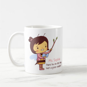 Caneca De Café Professor Abelha Fofa Obrigado Personalizado