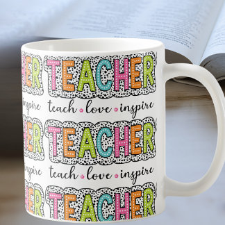 Caneca De Café Professor Amor inspira Ensino