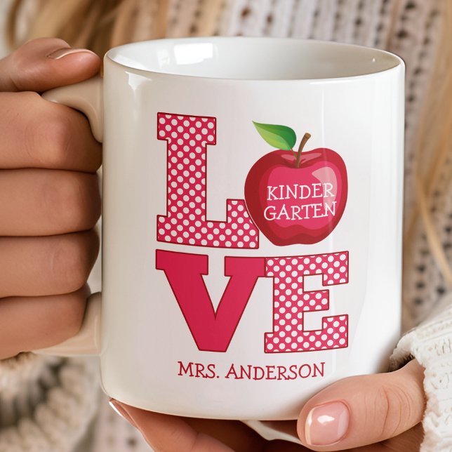 Caneca De Café Professor Apple Amor Nome Personalizado E Série (Criador carregado)