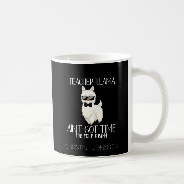 Caneca De Café Professor bonito e engraçado Llama | Nome personal (Direita)