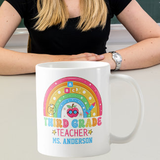 Caneca De Café Professor de 3º grau, bonito, Colorido Personaliza