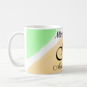 Caneca De Café professor de arte listras de aquarela amarelo verd