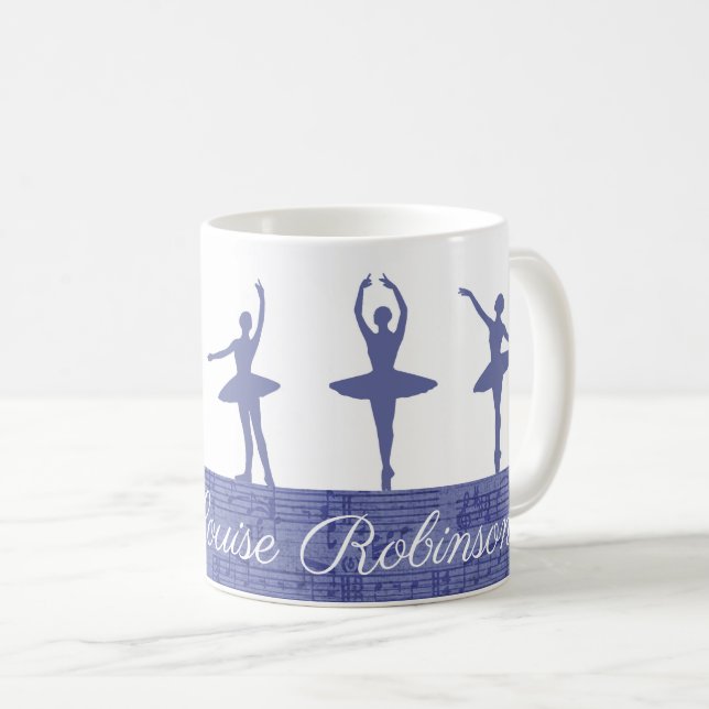 Caneca De Café Professor de Balé Ballerina Personalizada Roxo (Frente Esquerda)