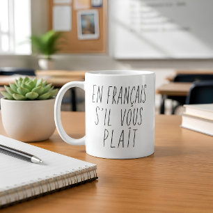 Caneca De Café Professor de Francês Em Francês, Por Favor Engraça